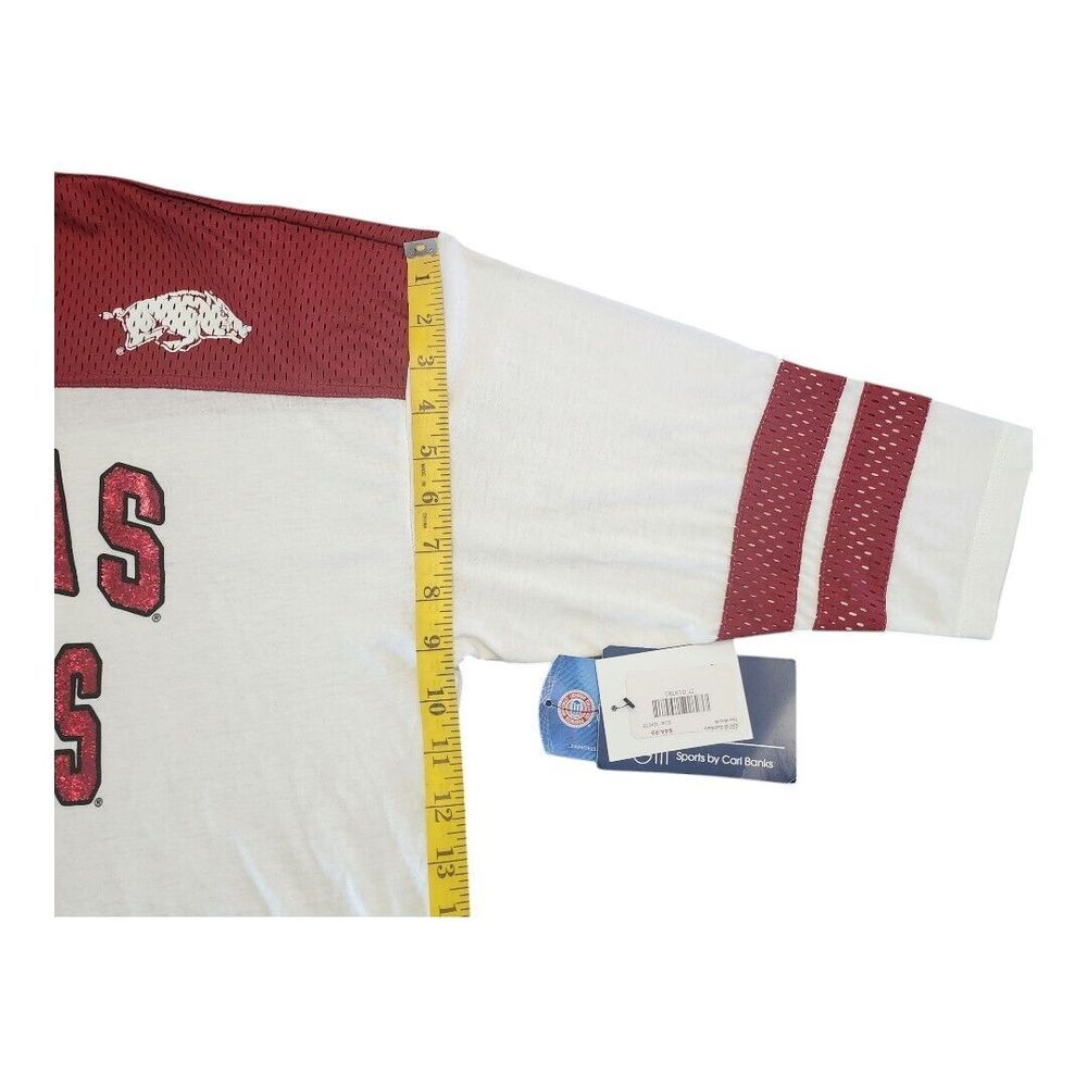 NWT G-iii 4her Jersey Arkansas Razorbacks Cream Red T-Shirt‎ Size Medium Shimmer - Picture 7 of 13